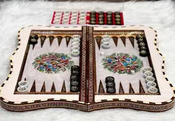 تخته نرد خاتم گل و مرغ لبه دالبری