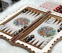 تخته نرد خاتم گل و مرغ لبه دالبری