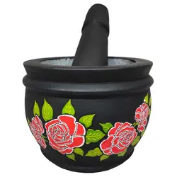 هاون سنگی سایز 5 طرح گلبرگ قرمز