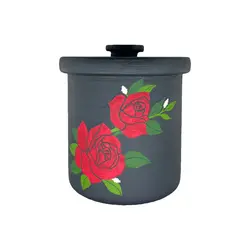 دیزی سنگی یک نفره نقاشی شده طرح گل قرمز