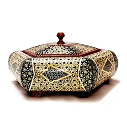 شکلات خوری خاتم کاری چوبی شش ضلعی کف جیر درجه یک صادراتی