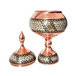 شکلات خوری مسی خاتم کاری نیم تنه متوسط