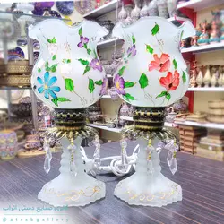 چراغ شیشه ای شقایق کریستال دار،نقاشی باغچه