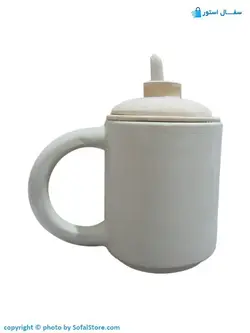 لیوان دمنوش قاشق دار سفالی خام