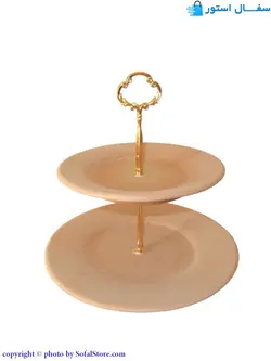 شیرینی خوری سفالی گرد دو طبقه