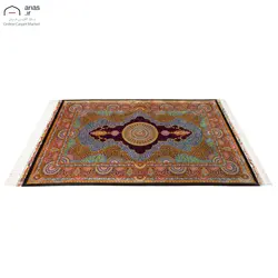 فرش دستباف سه متری تمام ابریشم طرح کف ساده مارک عربلو قم کد D02597G