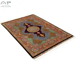 فرش دستباف سه متری تمام ابریشم طرح کف ساده مارک عربلو قم کد D02597G