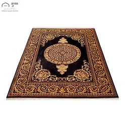 فرش دستباف سه متری تمام ابریشم مارک خالقی نقشه کف ساده ورساچه بافت قم کد D02725G