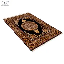 فرش دستباف سه متری تمام ابریشم مارک خالقی نقشه کف ساده ورساچه بافت قم کد D02725G