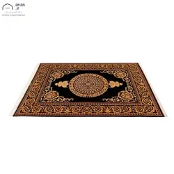 فرش دستباف سه متری تمام ابریشم مارک خالقی نقشه کف ساده ورساچه بافت قم کد D02725G