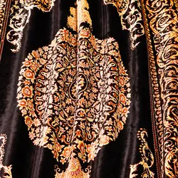 فرش دستباف سه متری تمام ابریشم مارک خالقی نقشه کف ساده ورساچه بافت قم کد D02725G