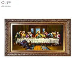 تابلو فرش دستباف فرانسوی برجسته بافی طرح شام آخر بافت تبریز کد T02347