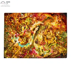 تابلو فرش دستباف مینیاتور طرح آوای چنگ بافت تبریز کد T02346