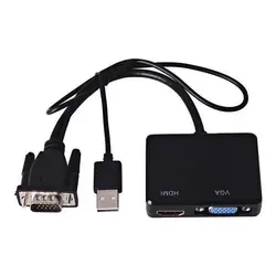 تبدیل VGA به HDMI/VGA با کابل صدا وبرق لمونتک