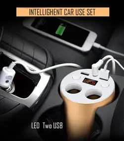 شارژر فندکی لیوانی دو پورت مدل (Lemontech)