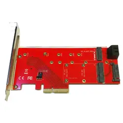 کارت تبدیل PCI-E به M.2 از نوع M-KEY و B-KEY و mSATA + دو پورت SATA 6GB