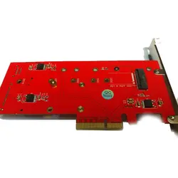 کارت تبدیل PCI-E به M.2 از نوع M-KEY و B-KEY و mSATA + دو پورت SATA 6GB