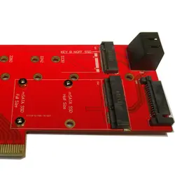 کارت تبدیل PCI-E به M.2 از نوع M-KEY و B-KEY و mSATA + دو پورت SATA 6GB