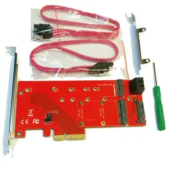 کارت تبدیل PCI-E به M.2 از نوع M-KEY و B-KEY و mSATA + دو پورت SATA 6GB