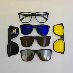 خرید عینک 5 کاوره مربعی شکل با فریم مشکی رنگ (عینک طبی و آفتابی) مدل 2315A | فروشگاه آرکوشاپ