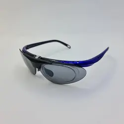 خرید عینک ورزشی با فریم آبی و عدسی دودی به همراه فریم طبی مدل 105 | فروشگاه آرکوشاپ