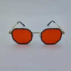 خرید عینک شب برند Police با فریم طلایی 8 ضلعی و عدسی قرمز مدل 8387 | فروشگاه آرکوشاپ