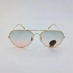 خرید عینک دید در شب خلبانی با لنز دو رنگ سبز و صورتی برند ریبن و فریم طلایی مدل 3026 | فروشگاه آرکوشاپ