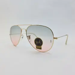 خرید عینک دید در شب خلبانی با لنز دو رنگ سبز و صورتی برند ریبن و فریم طلایی مدل 3026 | فروشگاه آرکوشاپ