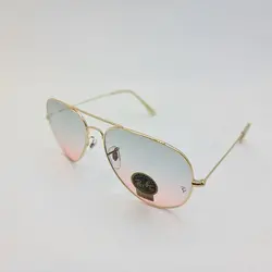 خرید عینک دید در شب خلبانی با لنز دو رنگ سبز و صورتی برند ریبن و فریم طلایی مدل 3026 | فروشگاه آرکوشاپ