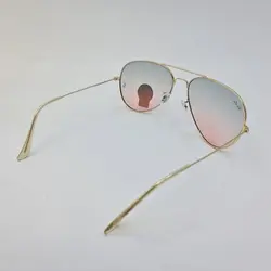 خرید عینک دید در شب خلبانی با لنز دو رنگ سبز و صورتی برند ریبن و فریم طلایی مدل 3026 | فروشگاه آرکوشاپ