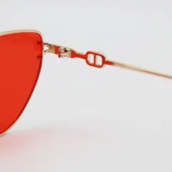 خرید عینک شب فانتزی با فریم مثلثی طلایی رنگ و عدسی قرمز برند دیتیای مدل 7641 | فروشگاه آرکوشاپ