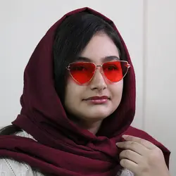 خرید عینک شب فانتزی با فریم مثلثی طلایی رنگ و عدسی قرمز برند دیتیای مدل 7641 | فروشگاه آرکوشاپ