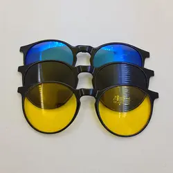 خرید فریم عینک 3 کاوره گرد با فریم مشکی رنگ با دسته فنری مدل 1654 | فروشگاه آرکوشاپ