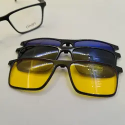 خرید فریم عینک 3 کاوره مستطیلی با فریم مشکی رنگ با دسته فنری مدل 1647 | فروشگاه آرکوشاپ