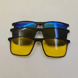 خرید فریم عینک 3 کاوره مستطیلی با فریم مشکی رنگ با دسته فنری مدل 1647 | فروشگاه آرکوشاپ