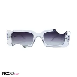 خرید عینک آفتابی OFF-WHITE با فریم بی رنگ و شفاف و فشن طرح گاز زده مدل 22030 | فروشگاه آرکوشاپ