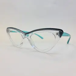 خرید فریم عینک طبی گربه ای بی رنگ و دسته سبز برند گوچی مدل G10A | فروشگاه آرکوشاپ