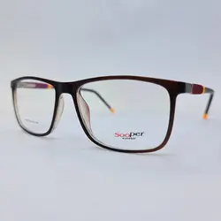 خرید عینک طبی مستطیلی با فریم کائوچو و رنگ قهوه ای و دسته فنر دار مدل 2204 | فروشگاه آرکوشاپ