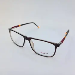 خرید عینک طبی مستطیلی با فریم کائوچو و رنگ قهوه ای و دسته فنر دار مدل 2204 | فروشگاه آرکوشاپ