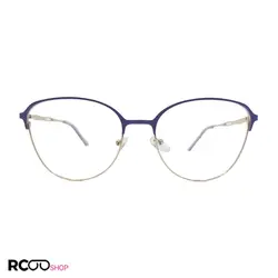 خرید عینک طبی گرد طلایی و یاسی رنگ با دسته فنری و فریم فلزی مدل 5008 | فروشگاه آرکوشاپ