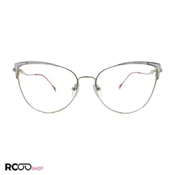 خرید عینک طبی فلزی گربه ای شکل با فریم طلایی و سفید رنگ مدل 9123 | فروشگاه آرکوشاپ