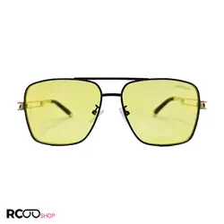 خرید عینک شب میباخ با لنز زرد، فریم مشکی، مربعی و دسته طلایی و طرح دار مدل 2A401 | فروشگاه آرکوشاپ