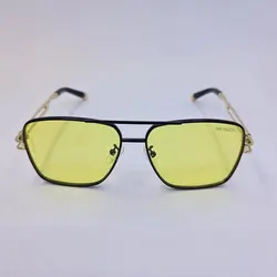 خرید عینک شب میباخ با لنز زرد، فریم مشکی، مربعی و دسته طلایی و طرح دار مدل 2A401 | فروشگاه آرکوشاپ