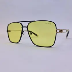 خرید عینک شب میباخ با لنز زرد، فریم مشکی، مربعی و دسته طلایی و طرح دار مدل 2A401 | فروشگاه آرکوشاپ