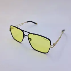 خرید عینک شب میباخ با لنز زرد، فریم مشکی، مربعی و دسته طلایی و طرح دار مدل 2A401 | فروشگاه آرکوشاپ