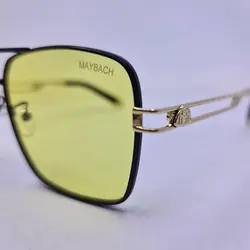 خرید عینک شب میباخ با لنز زرد، فریم مشکی، مربعی و دسته طلایی و طرح دار مدل 2A401 | فروشگاه آرکوشاپ