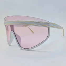 خرید عینک فانتزی با عدسی بزرگ، یکسره، فریم سفید طرح نقاب و عدسی صورتی مدل D23 | فروشگاه آرکوشاپ