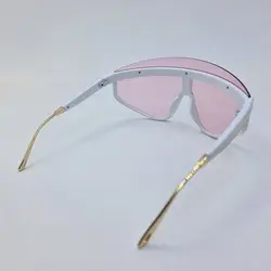 خرید عینک فانتزی با عدسی بزرگ، یکسره، فریم سفید طرح نقاب و عدسی صورتی مدل D23 | فروشگاه آرکوشاپ