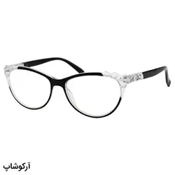 خرید عینک مطالعه نمره +2.00 با فریم مشکی، گربه ای و دسته فنری مدل FB9155 | فروشگاه آرکوشاپ