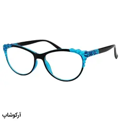 خرید عینک مطالعه نمره +1.00 با فریم مشکی و فیروزه ای و گربه ای شکل مدل FB9155 | فروشگاه آرکوشاپ